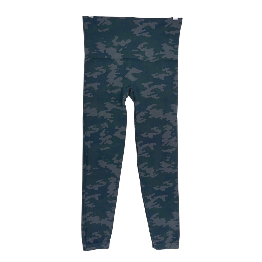 Spanx Camo Leggings Womens Large Green Look At Me Now Seamless High Waist Active